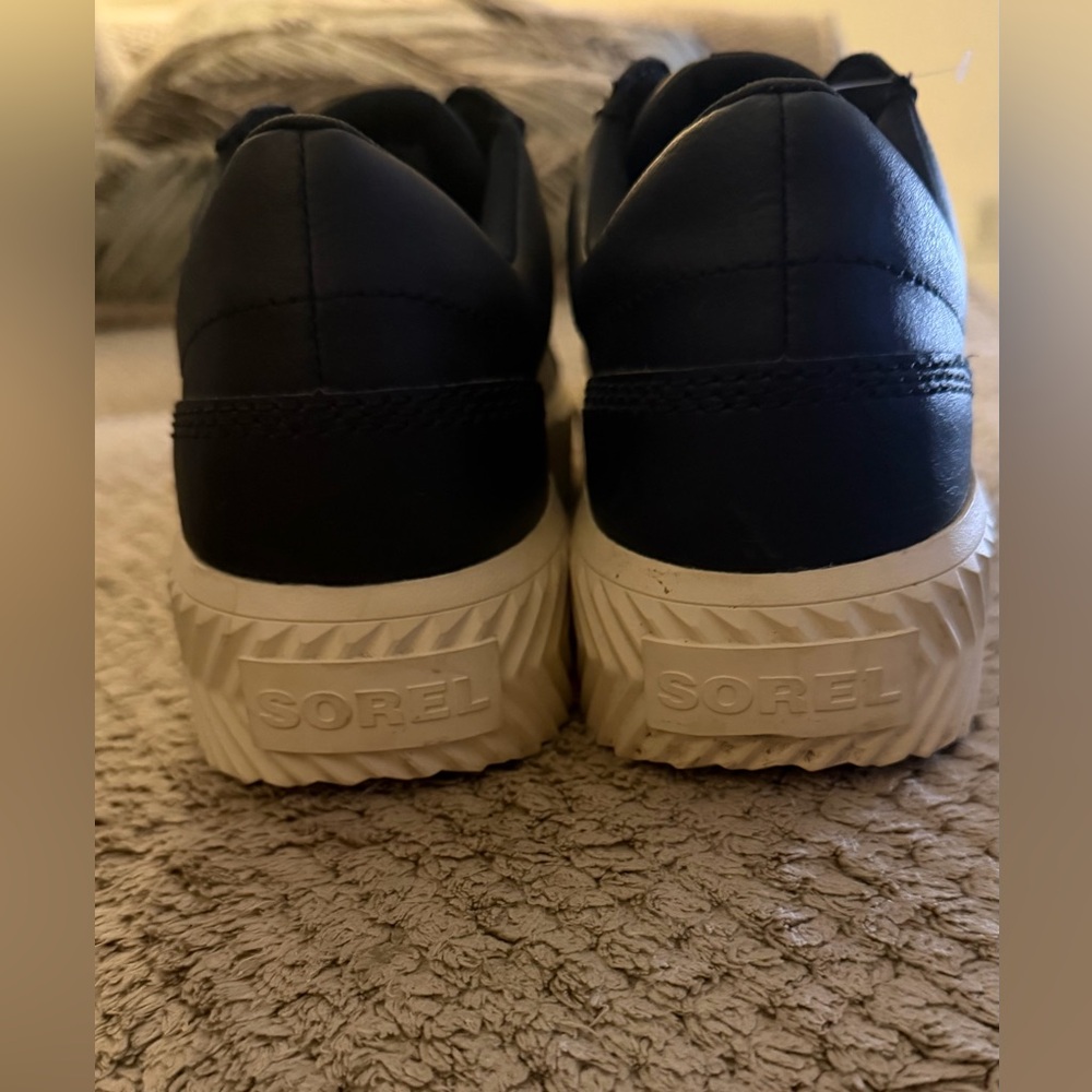 Sorel Black Leather Slip-On Shoes with Cream Sole - Picture 10 of 14